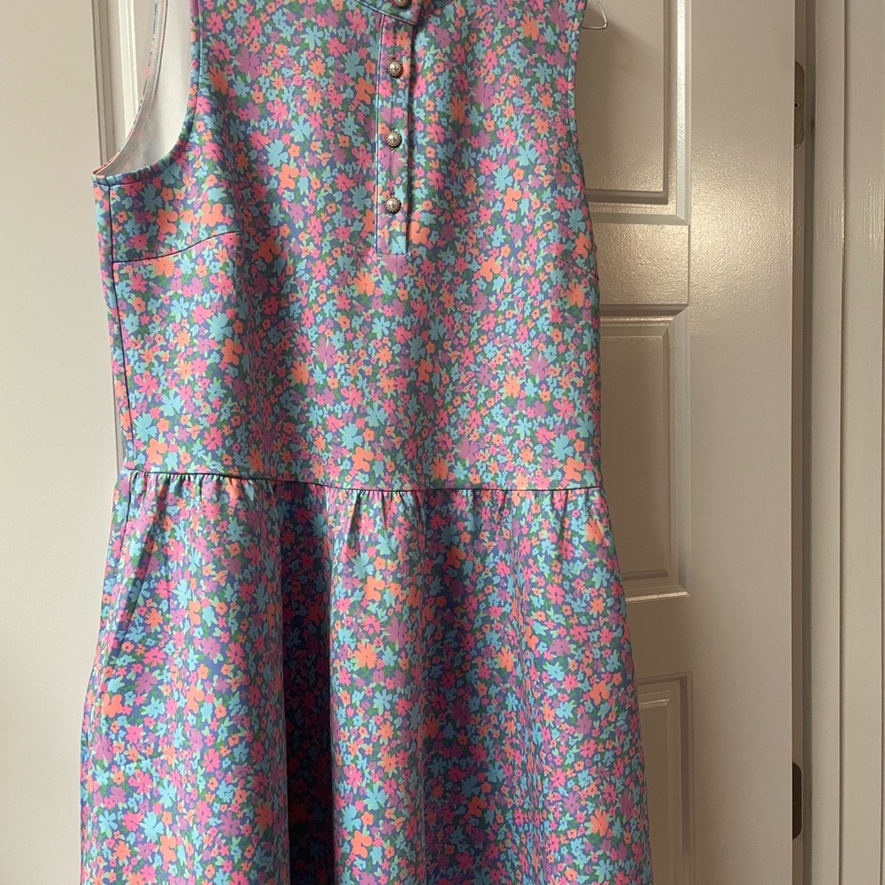 SSYS Augusta Pearl button scuba dress in pastel floral